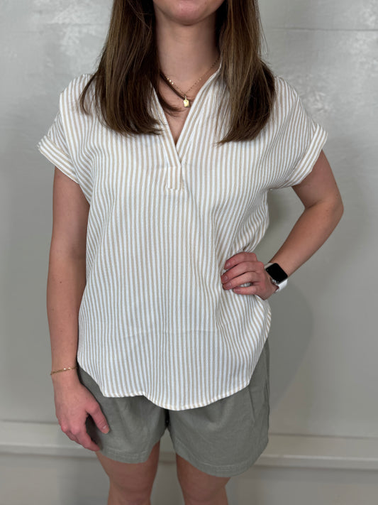 Gabriella Stripe & Collared Top
