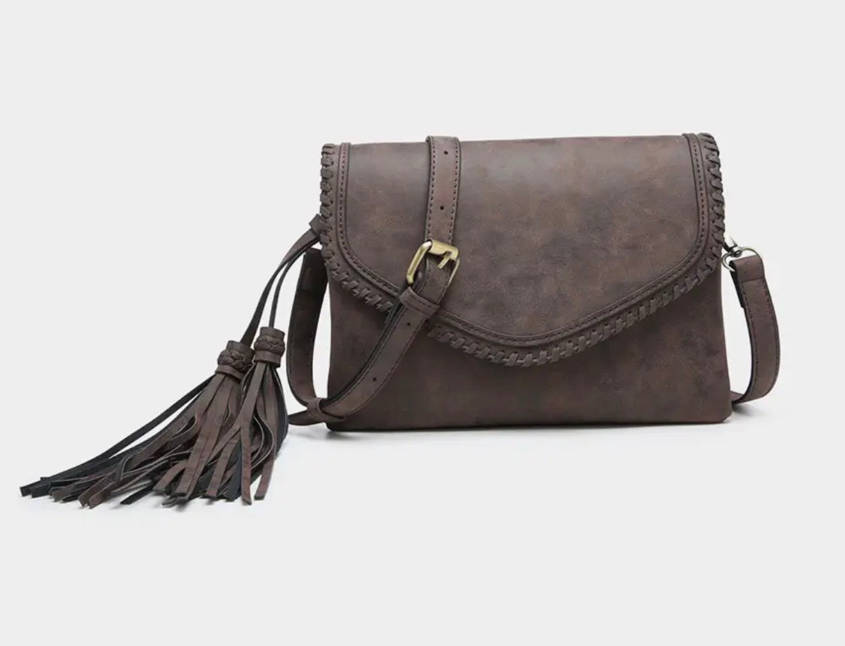 Sloane Dark Brown Flapover Crossbody