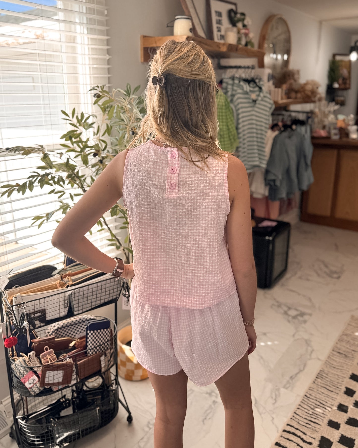 Kaylee Gingham Sleeveless Top & Skort Set