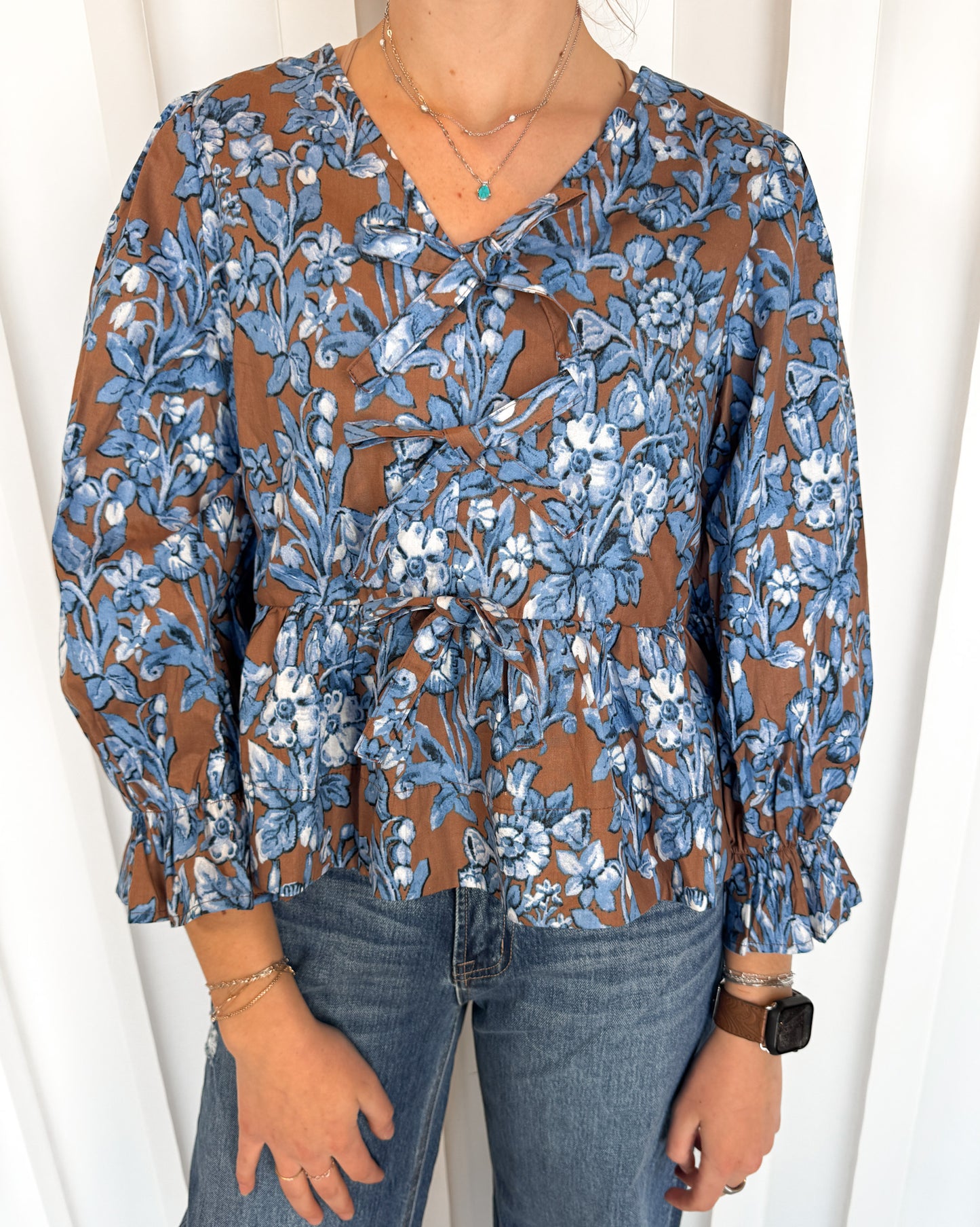 Mable Floral Print Peplum Blouse