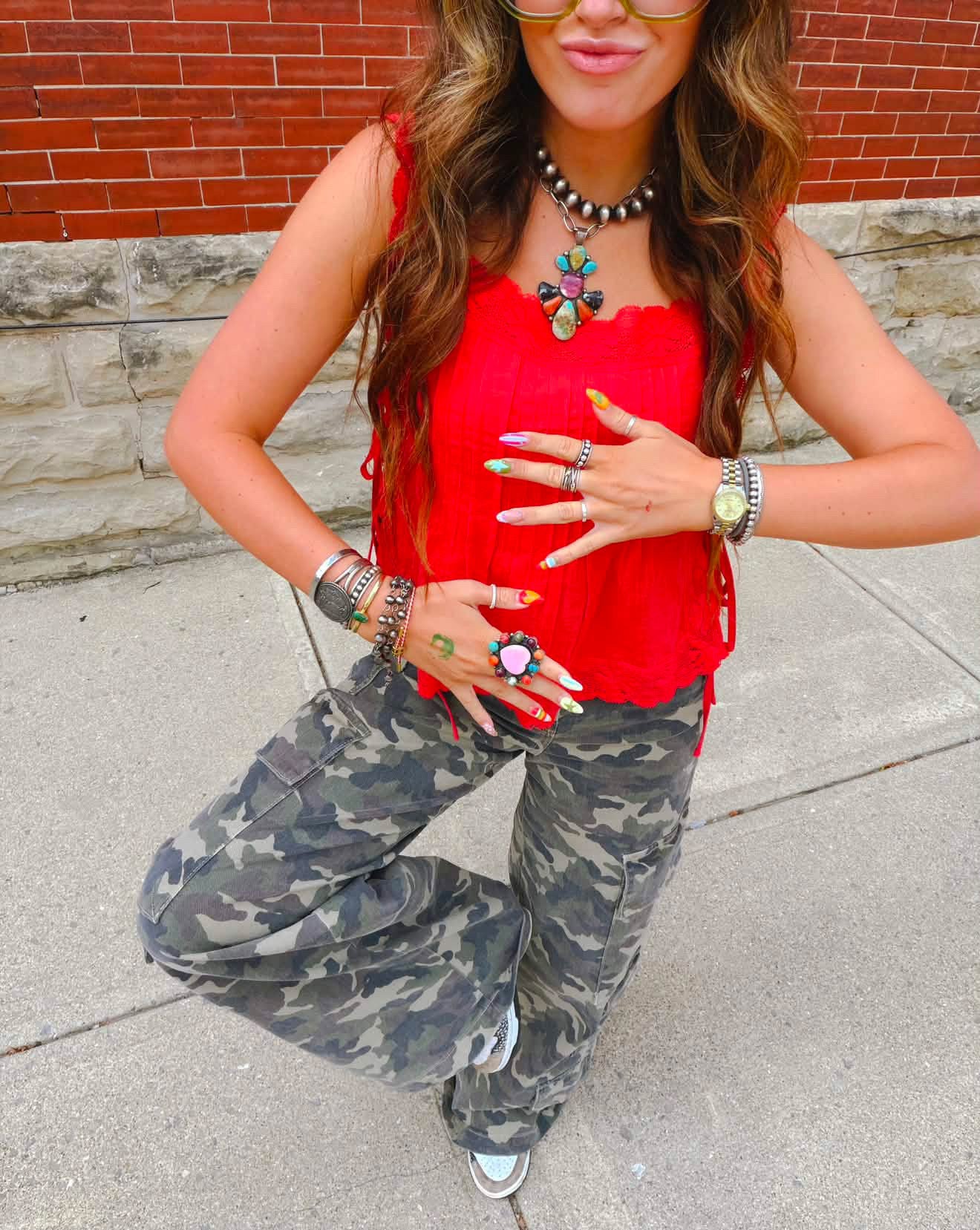 Morgan Camo Wide Straight Jean