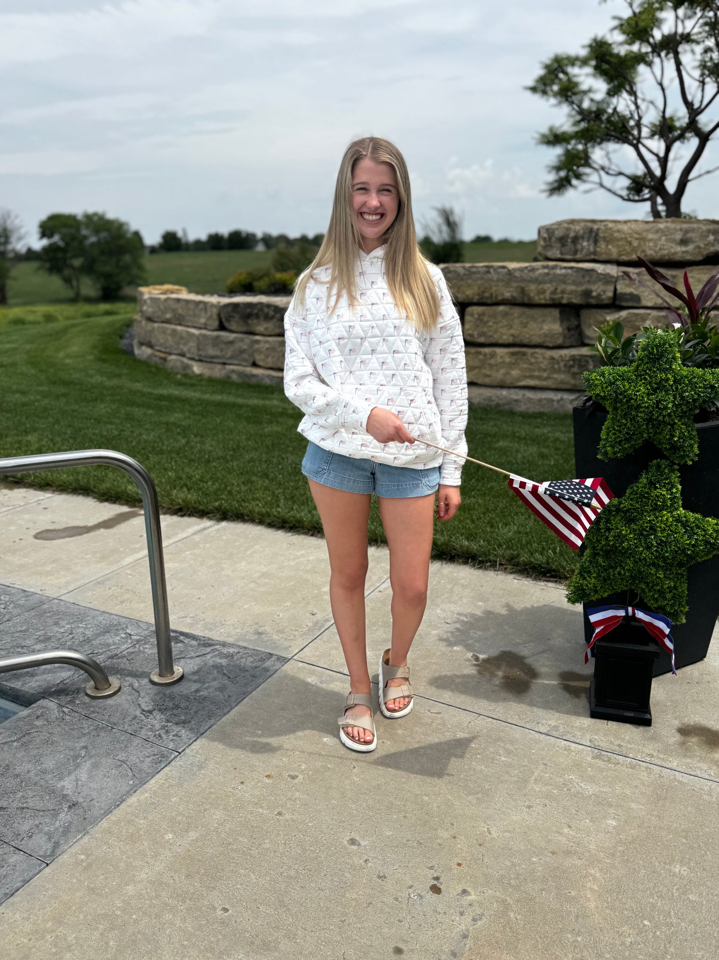 Faye Quilted Flag Sweatshirt