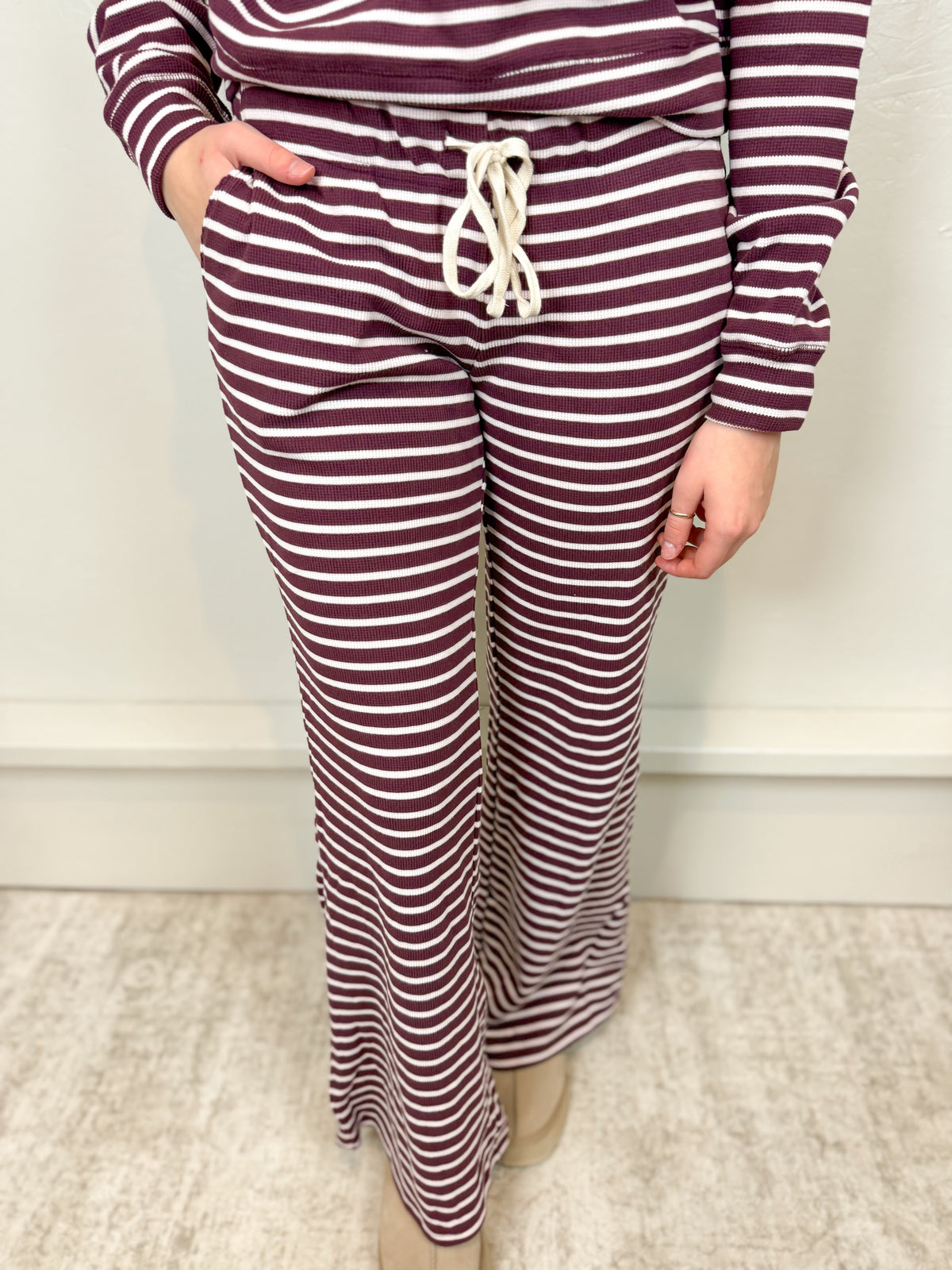 Maren Cherry Striped Pants