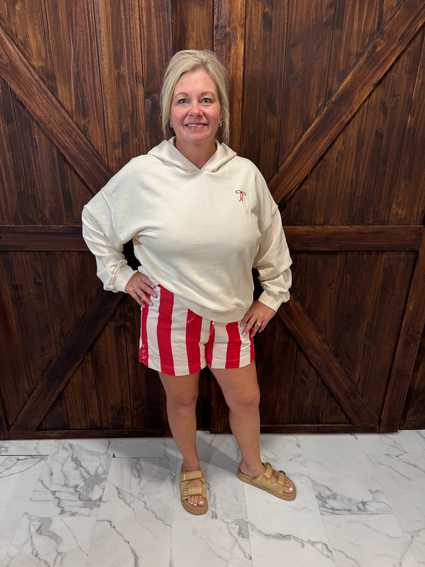 Frankie Bow Terry Crop Hoodie