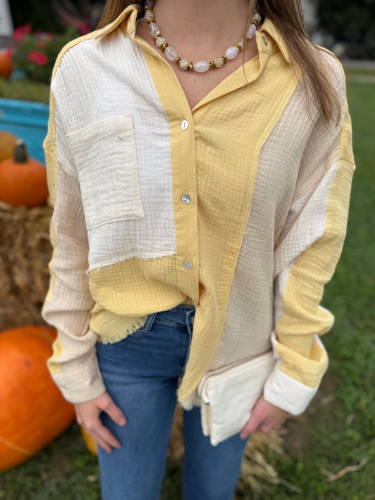 Kailynn Color Block Button Down