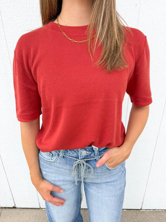 Kori Cashmere Blend Short Sleeve Sweater