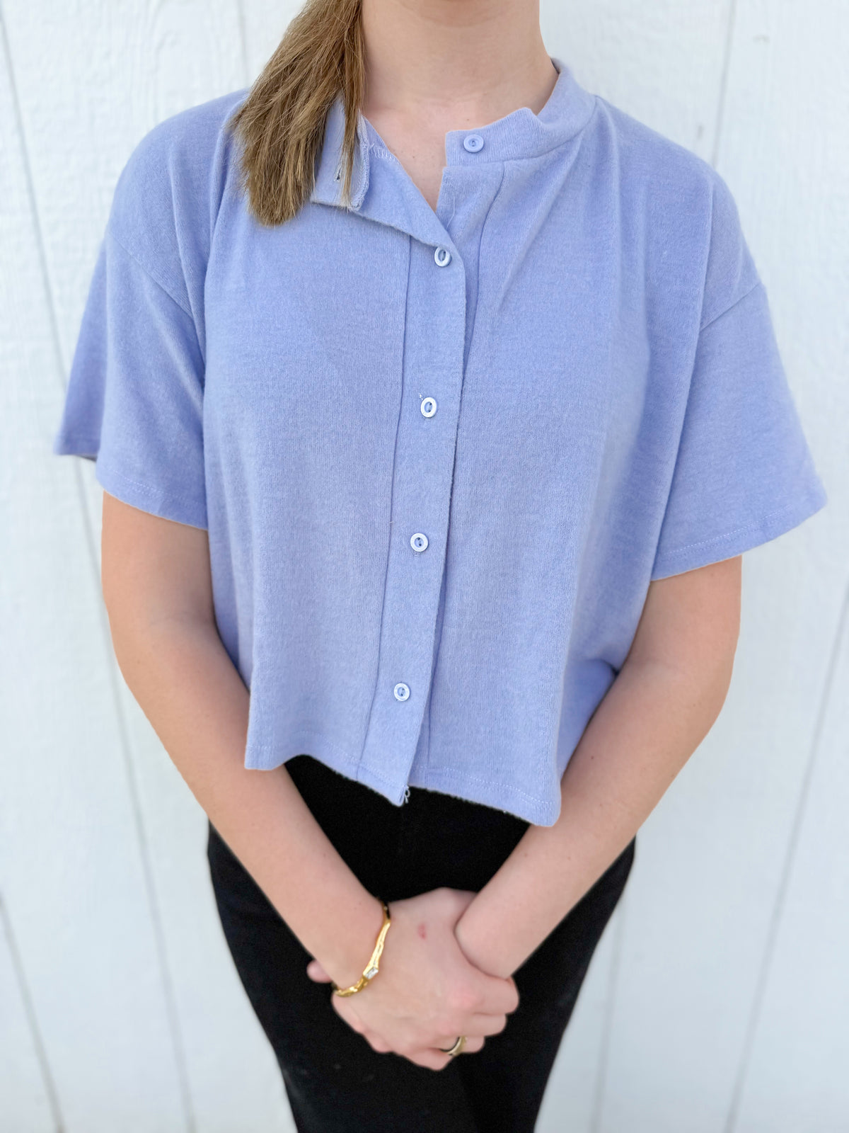 Janie Periwinkle Short Sleeve Cardigan
