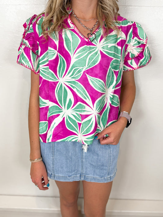 Sunny Floral Print Top