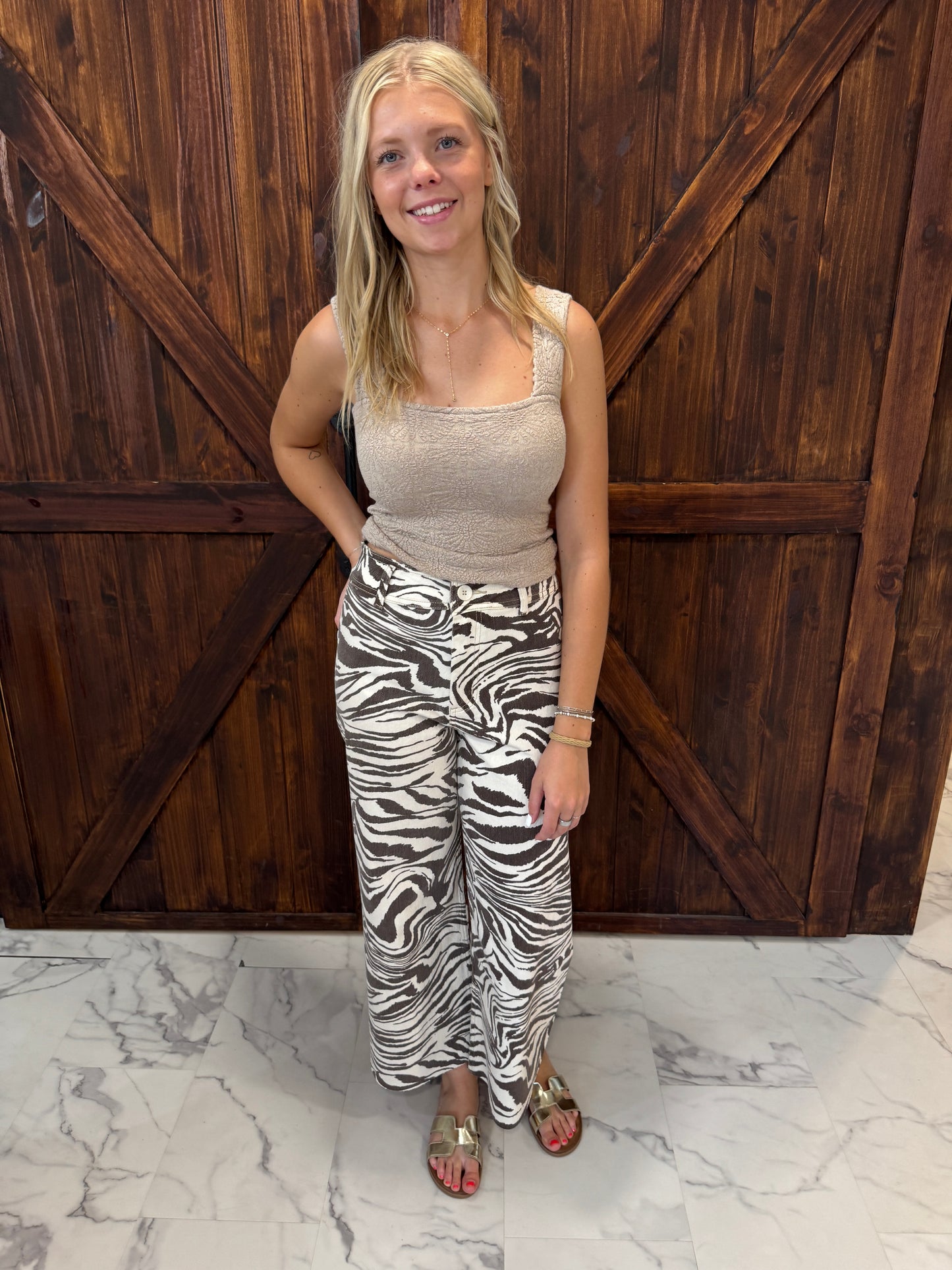 Brenda Zebra Print Stretch Pants
