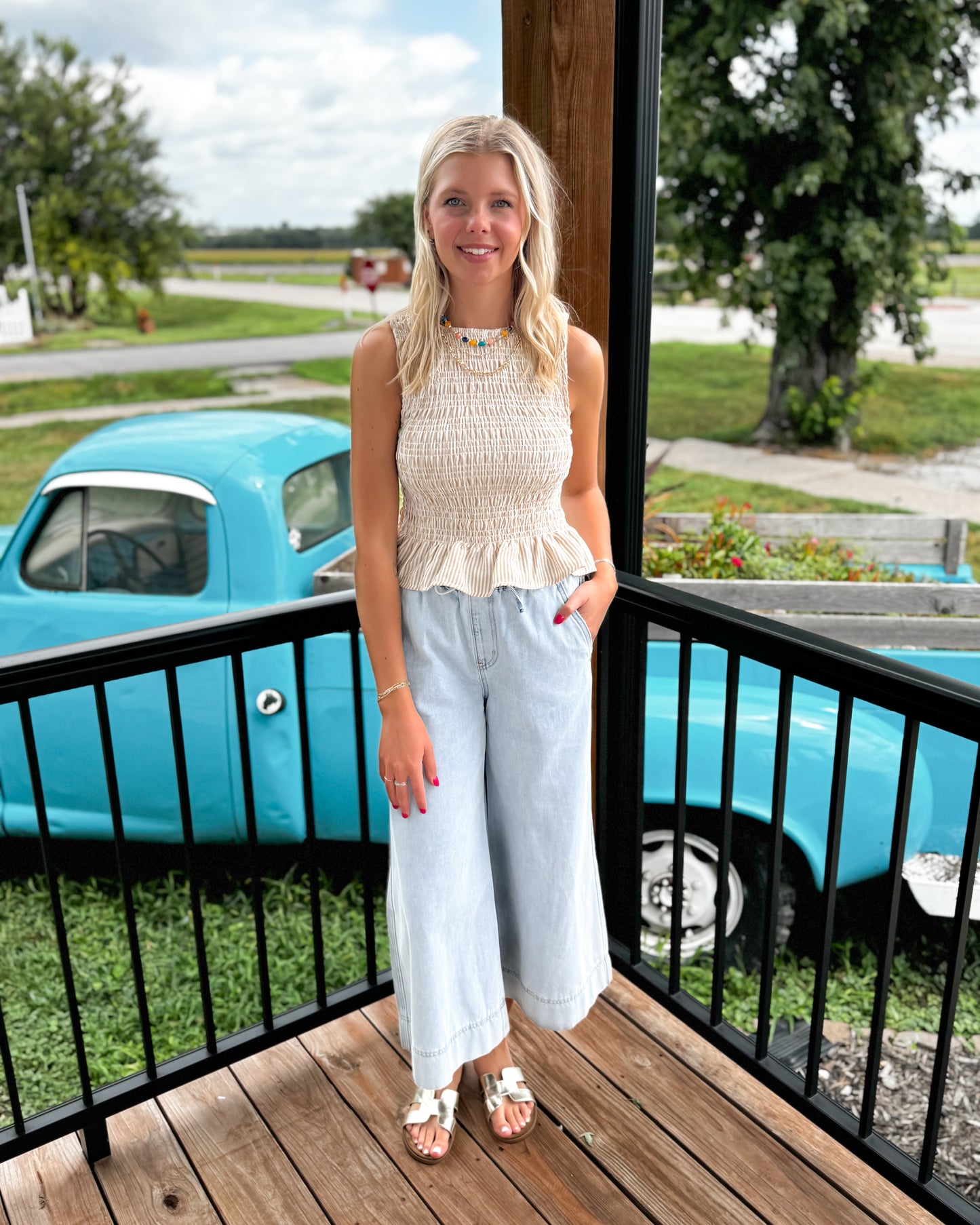 Payton Smocked Striped Tank