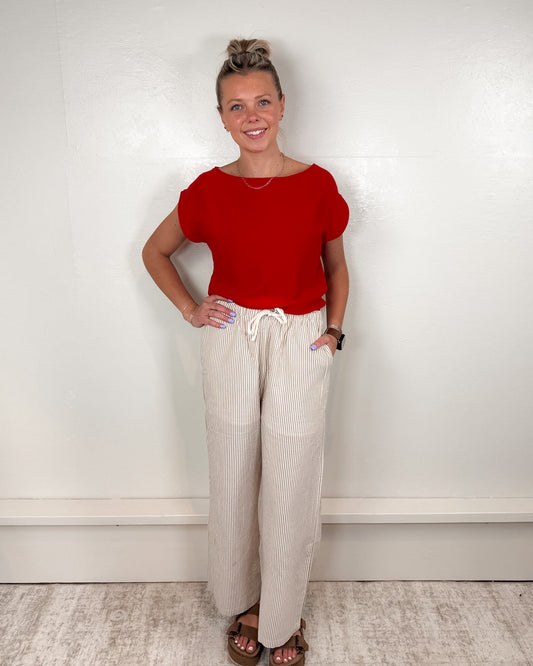 Samantha Drawstring Striped Pants