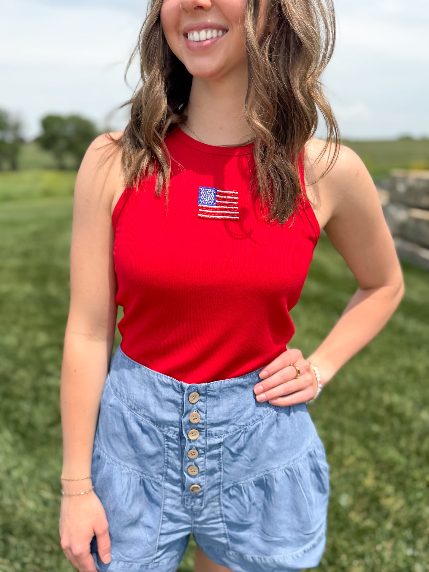Sage Button Up Denim Short