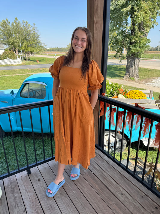 Charlotte Linen Square Neck Dress