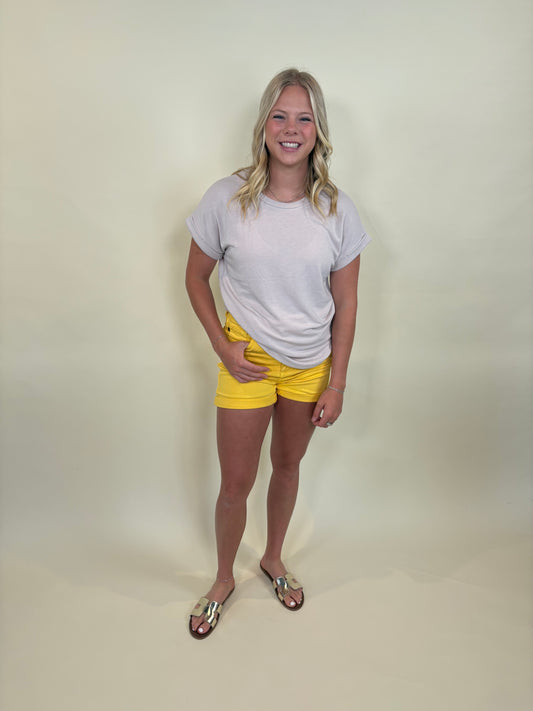 Alayna Yellow Jean Shorts