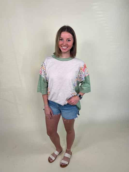 Rebecca Floral Patchwork Tee