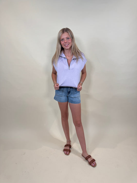 Hayden Lilac Mock Neck Half Zip