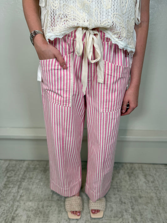 Polly Pink Striped Pants