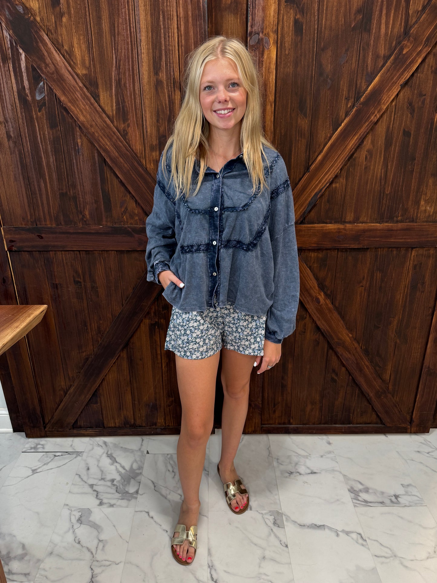 Betsy Button Down Trim Blouse