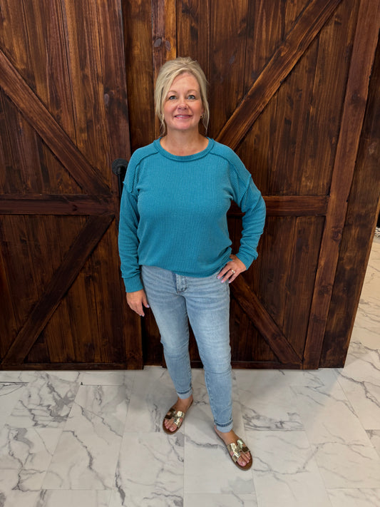 Miranda Side Slit Long Sleeve Top