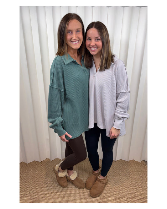 Sloan Mineral Washed Waffle Collar Top