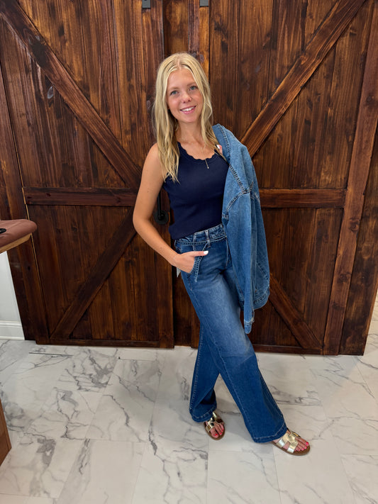 Kenzy Wide Leg Belted Jeans