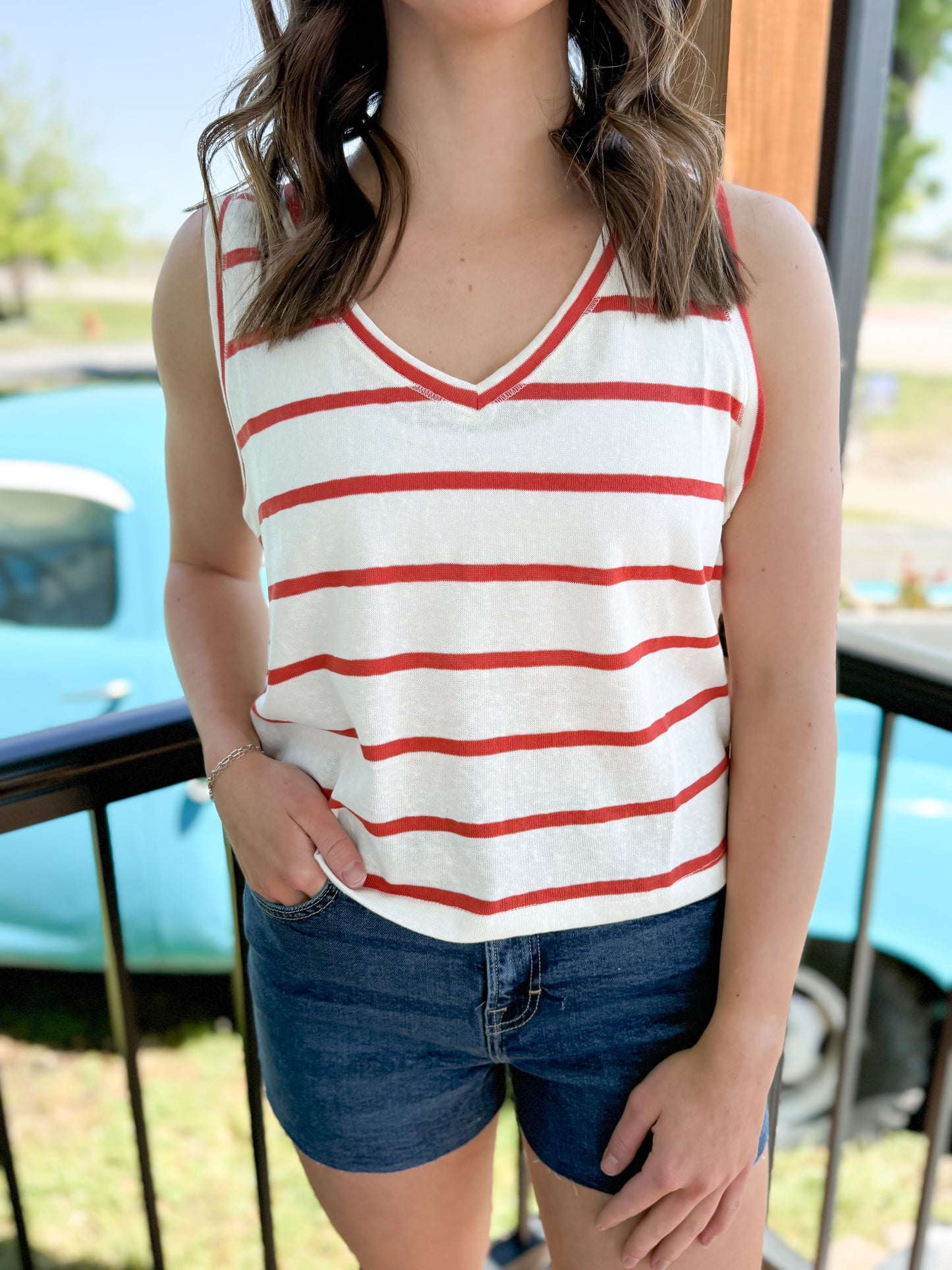 Zya Striped V-Neck Tank