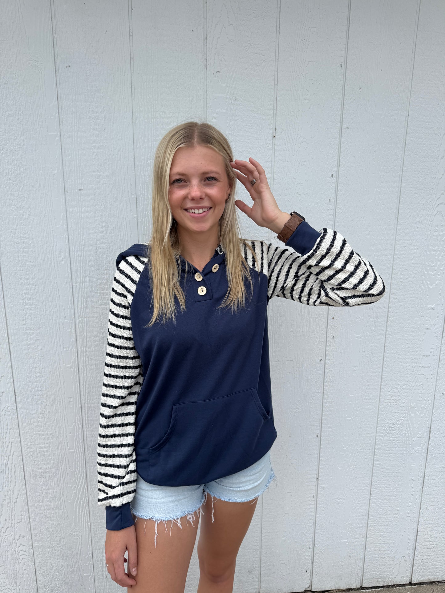 Betty Striped Sleeve Pullover Top