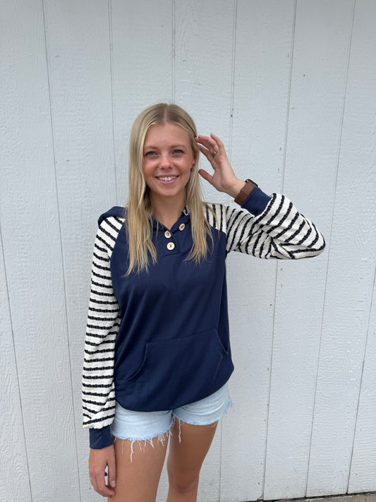 Betty Striped Sleeve Pullover Top
