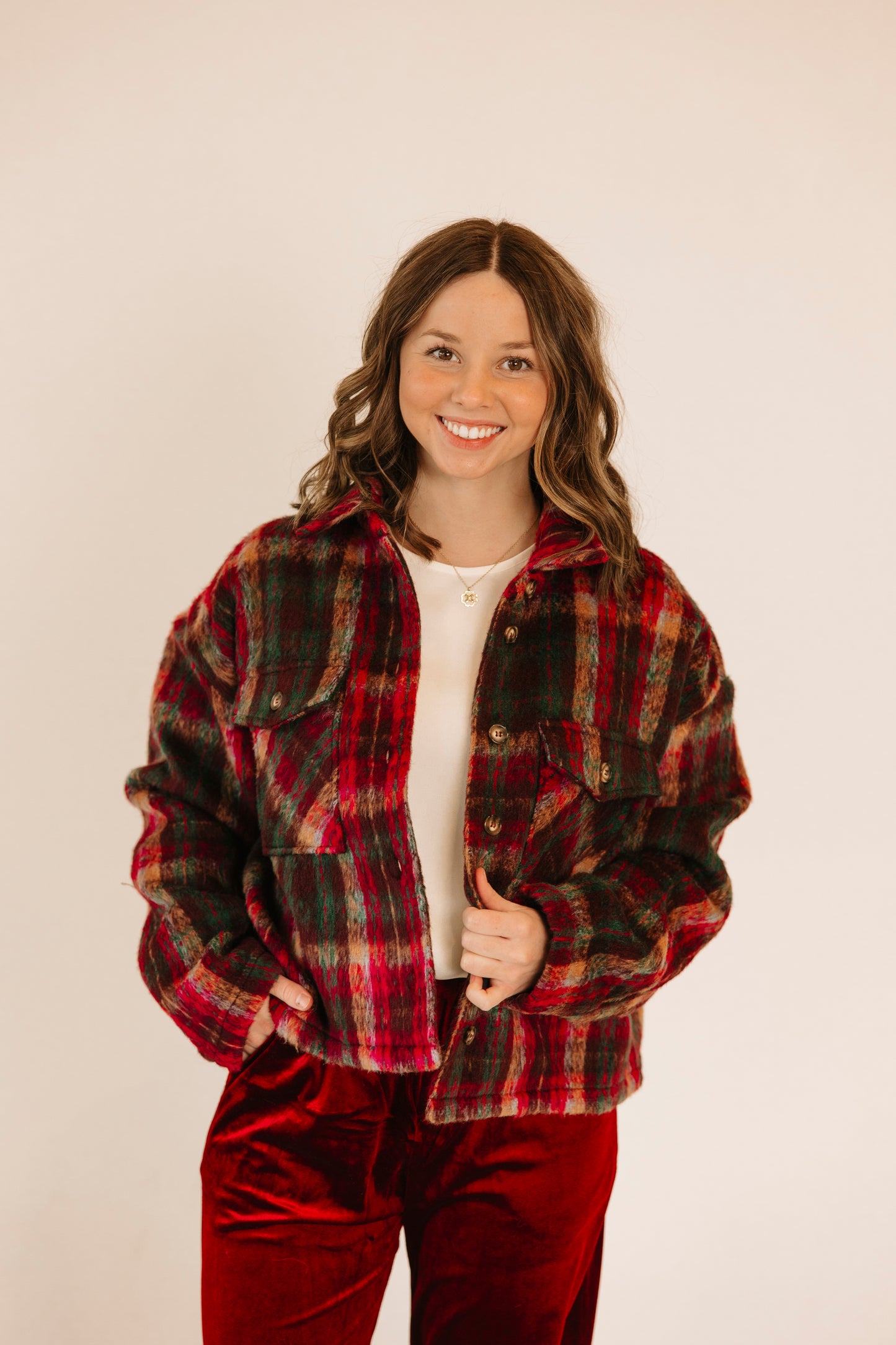 Olivia Burgundy Plaid Shacket