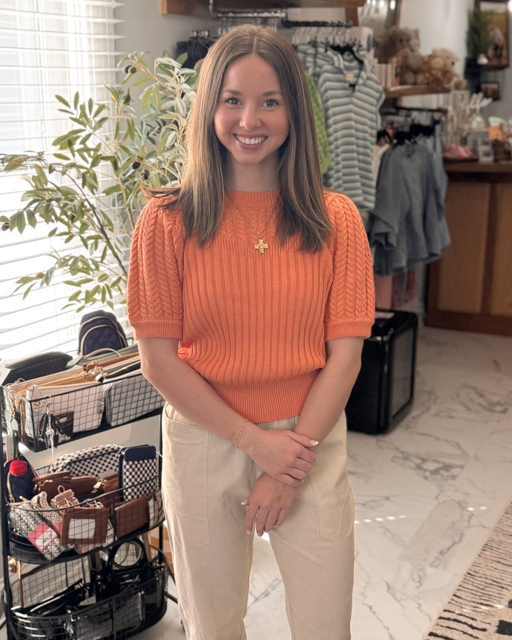 Jennifer Puff Sleeve Cable Sweater