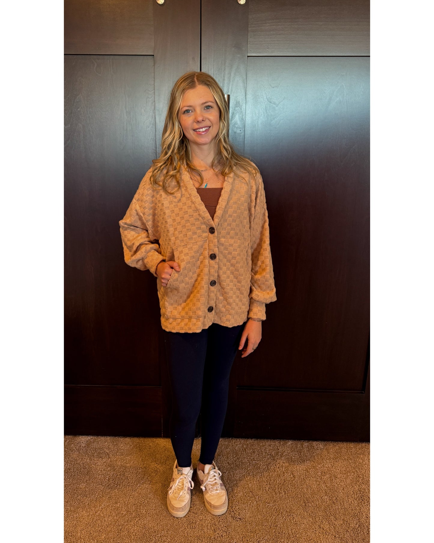 Ally Soft Checkered Cardigan