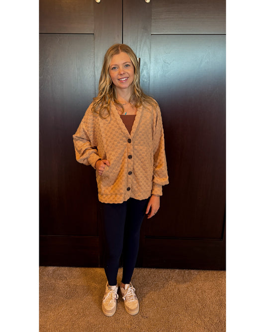 Ally Soft Checkered Cardigan