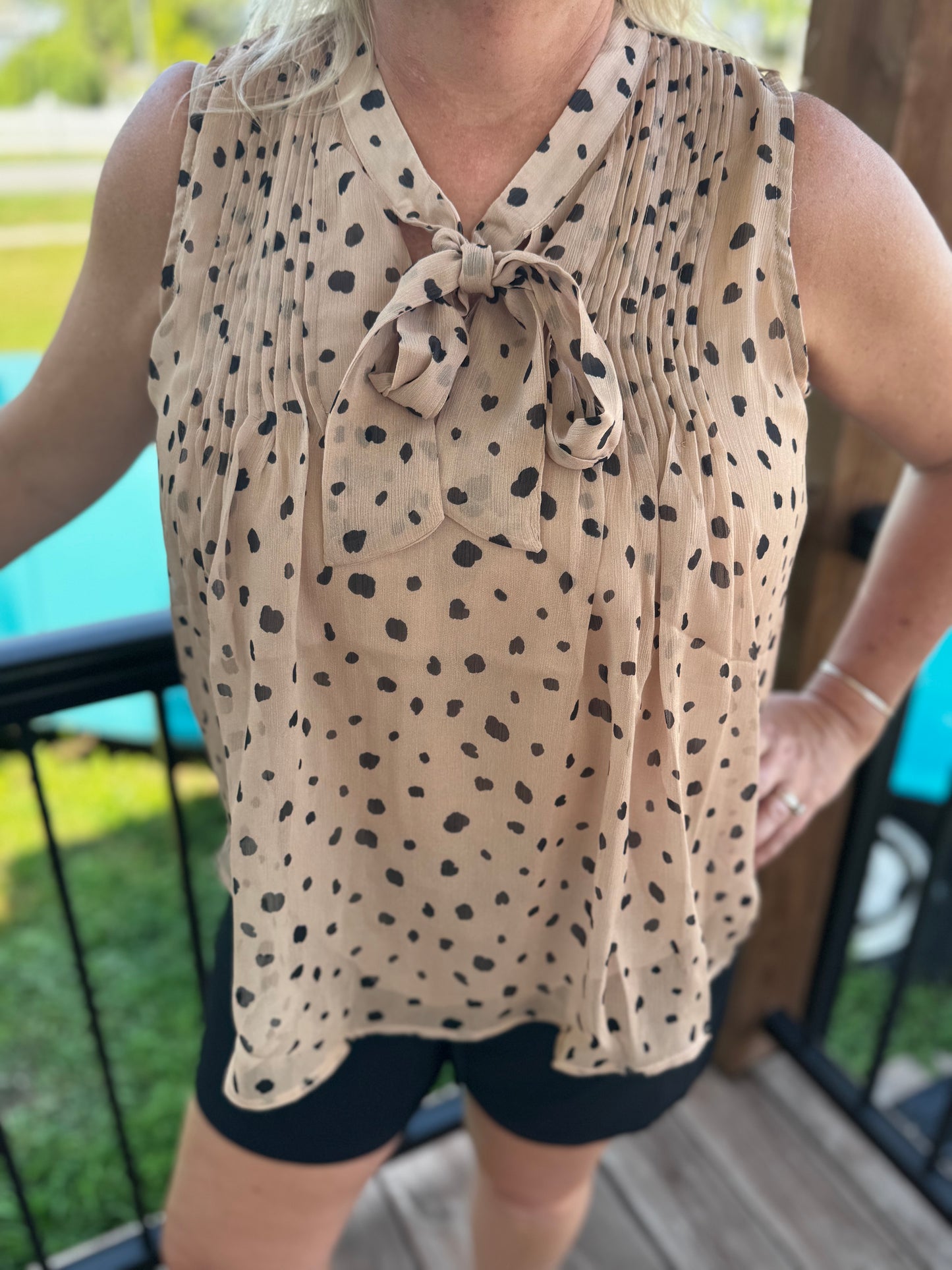 Mariah Printed Neck Bow Tank