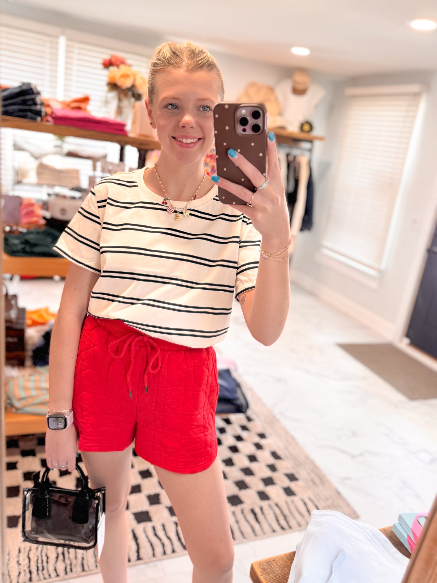 Ashton White Striped Boxy Tee