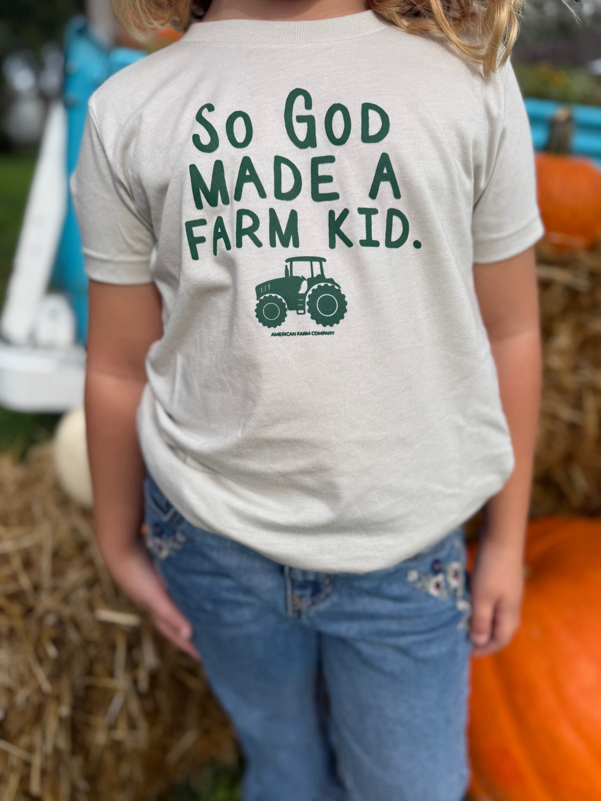 Youth God Made A Farm Kid Tee