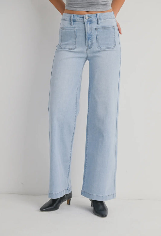 Missy Patch Pocket Wide Leg Jeans