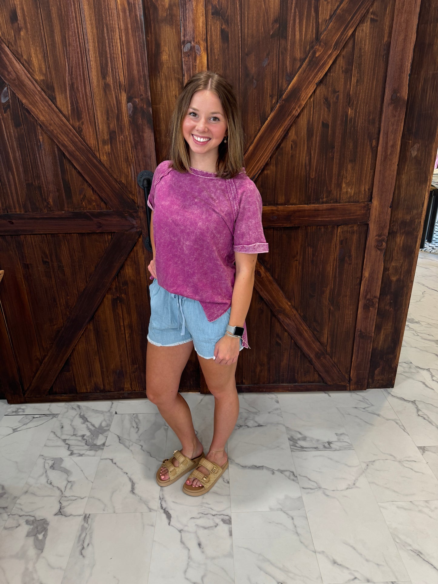 Mallory Chambray Denim Casual Shorts