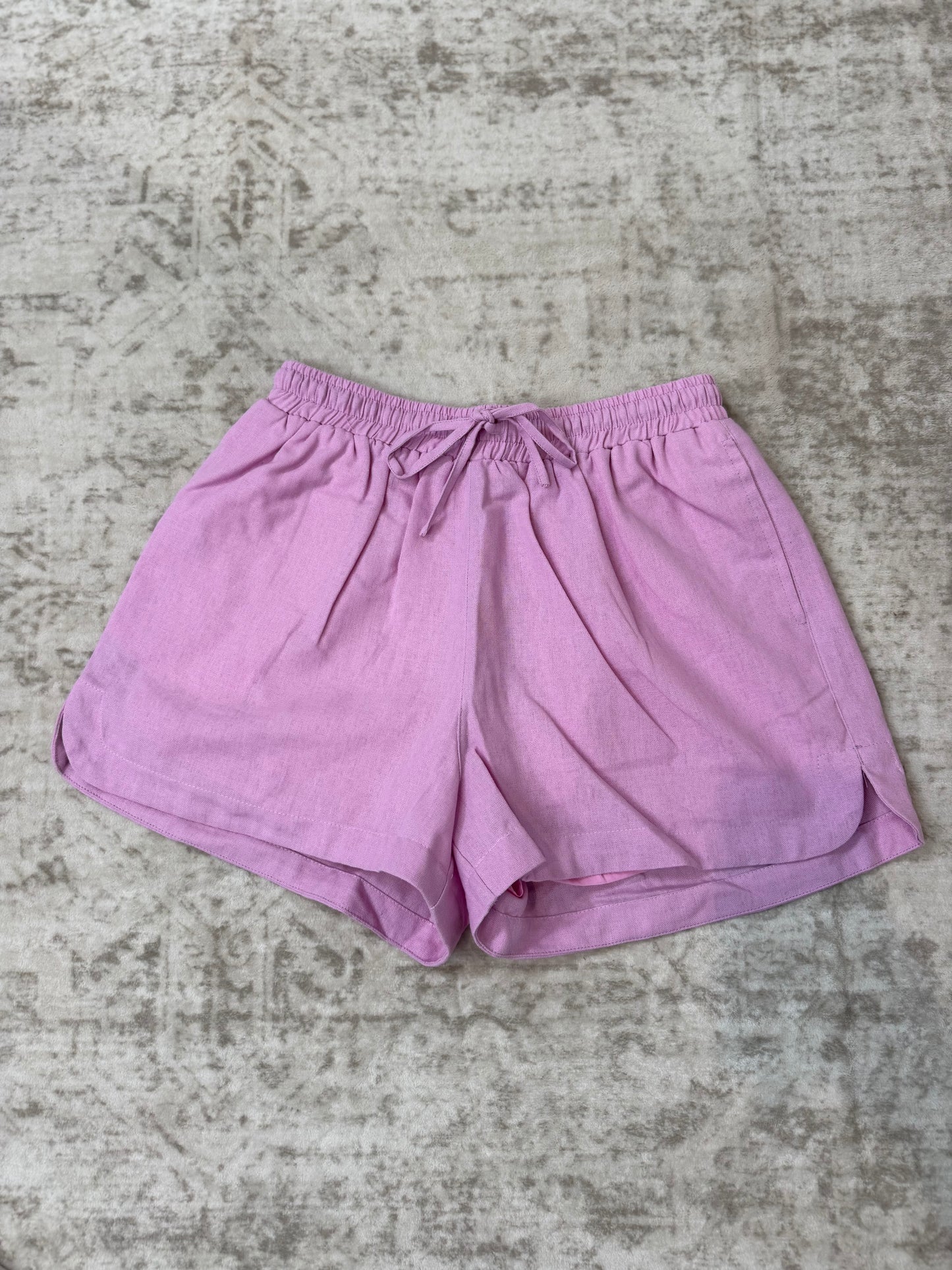Stephanie Dolphin Hem Lilac Shorts