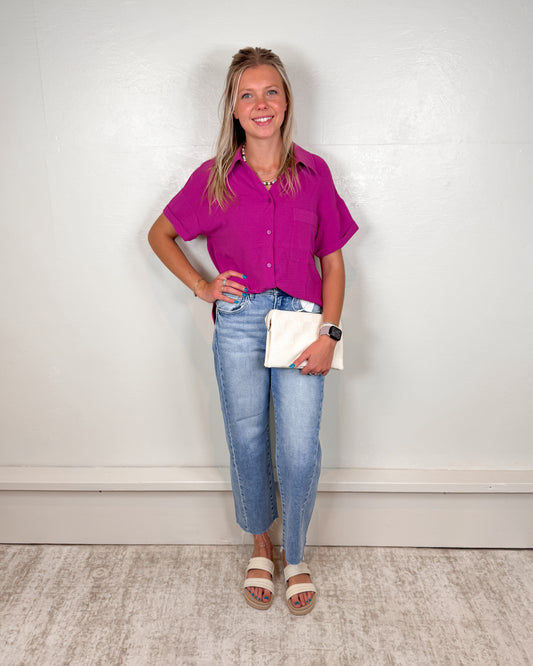 Hazel Magenta Button Down Shirt