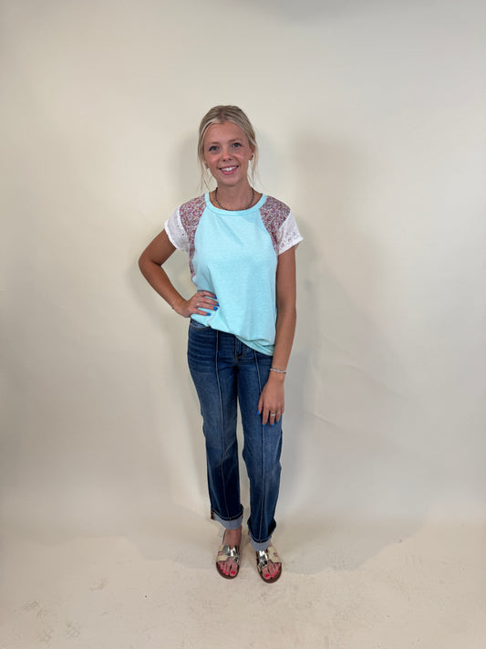 Emelia Eyelet Raglan Sleeve Top