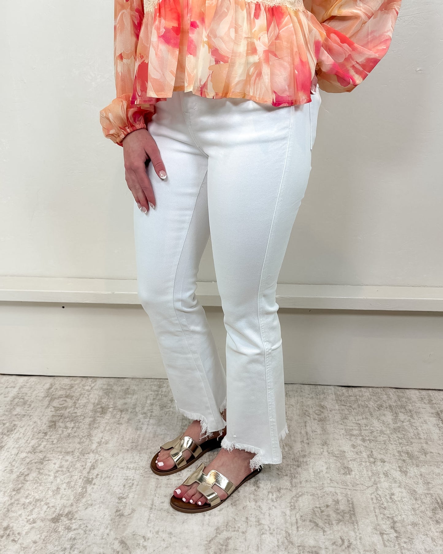 Oaklynn White High Rise Crop Jean