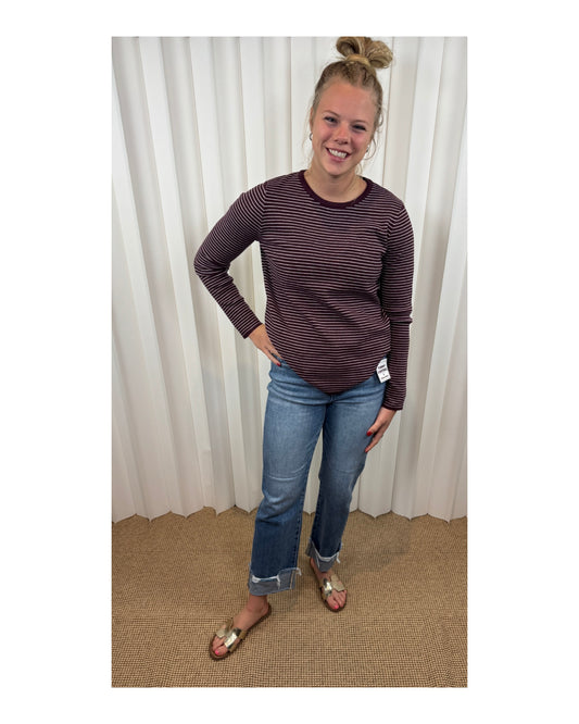 Lydia Dark Plum Pinstripe Sweater