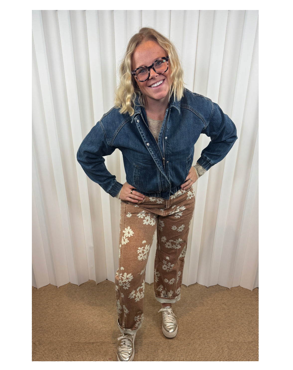 Everleigh Floral Camel Barrel Pants