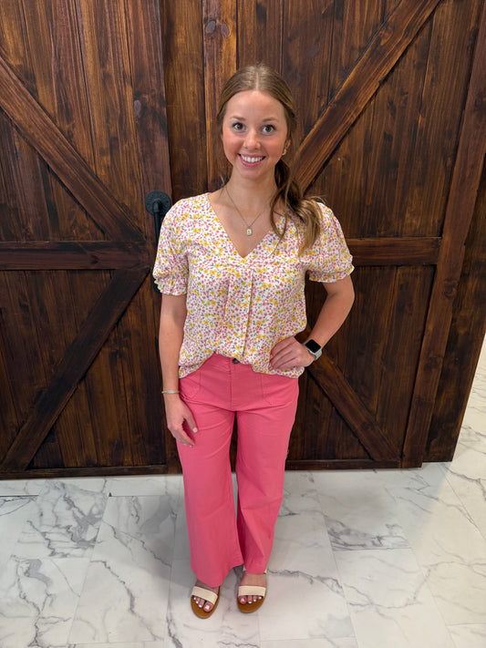 Kali Berry Pink Front Pocket Crop