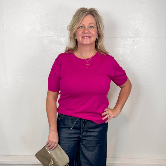 Bryn Magenta Basic Sweater