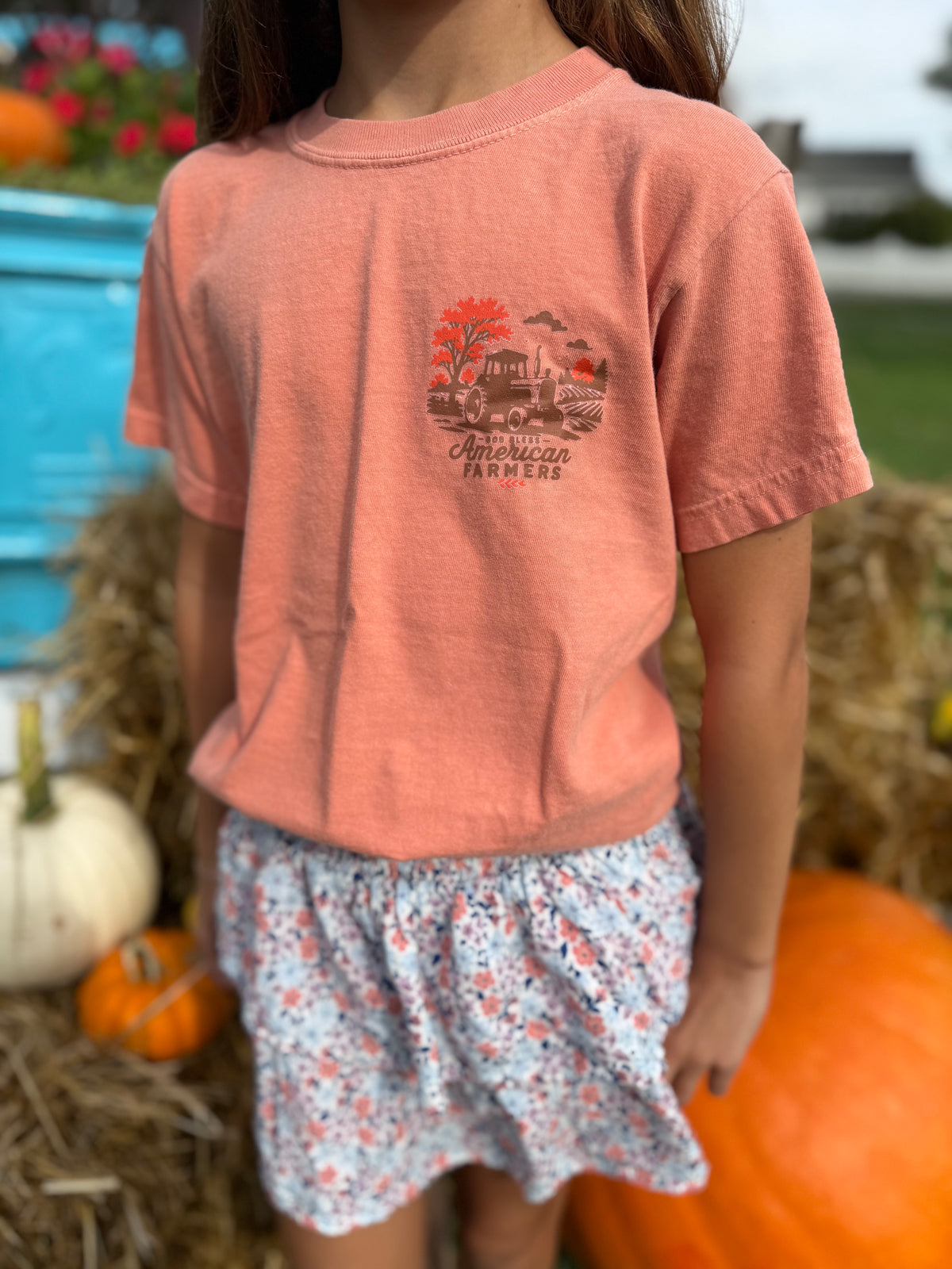 Youth God Bless American Farmers Tee