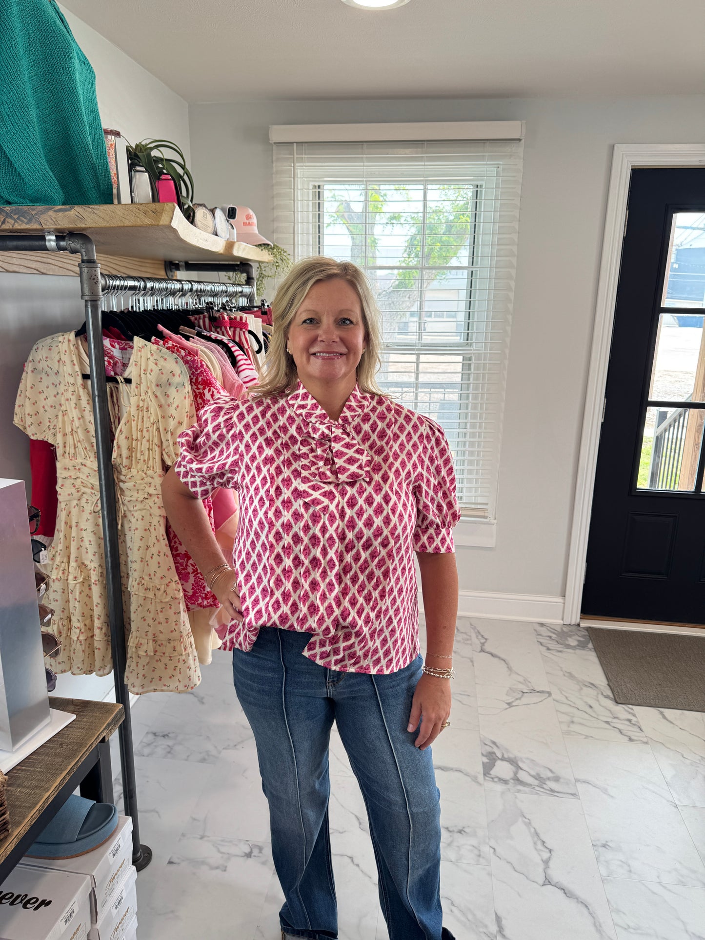 Adelyn Pink Bow Blouse