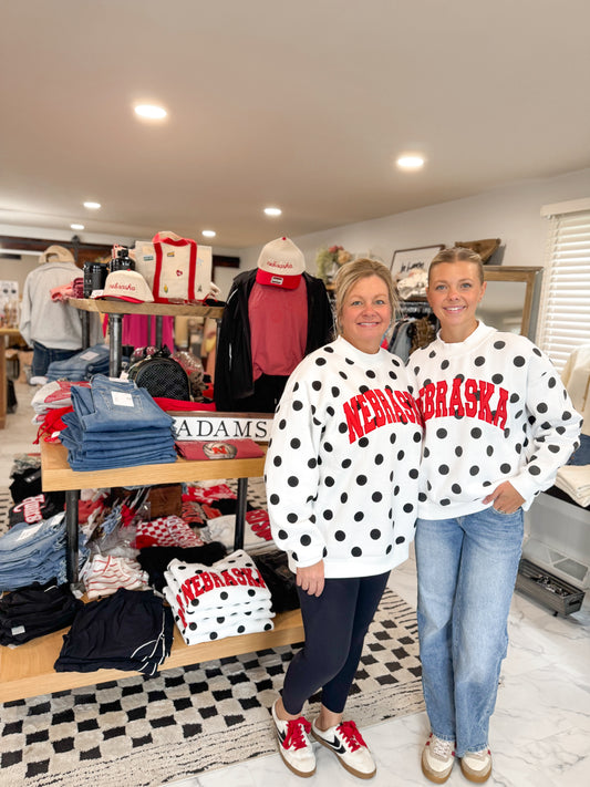 Nebraska Polka Dot Mock Neck