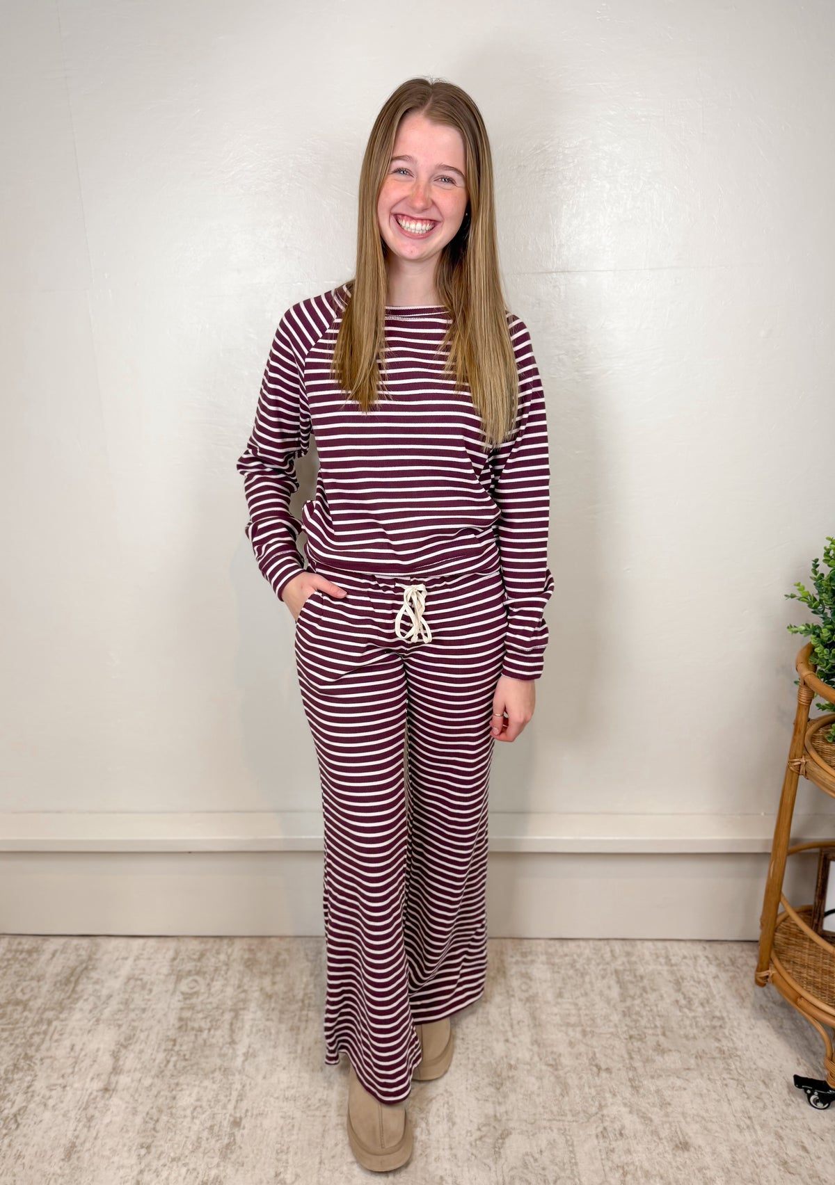 Maren Cherry Striped Pants