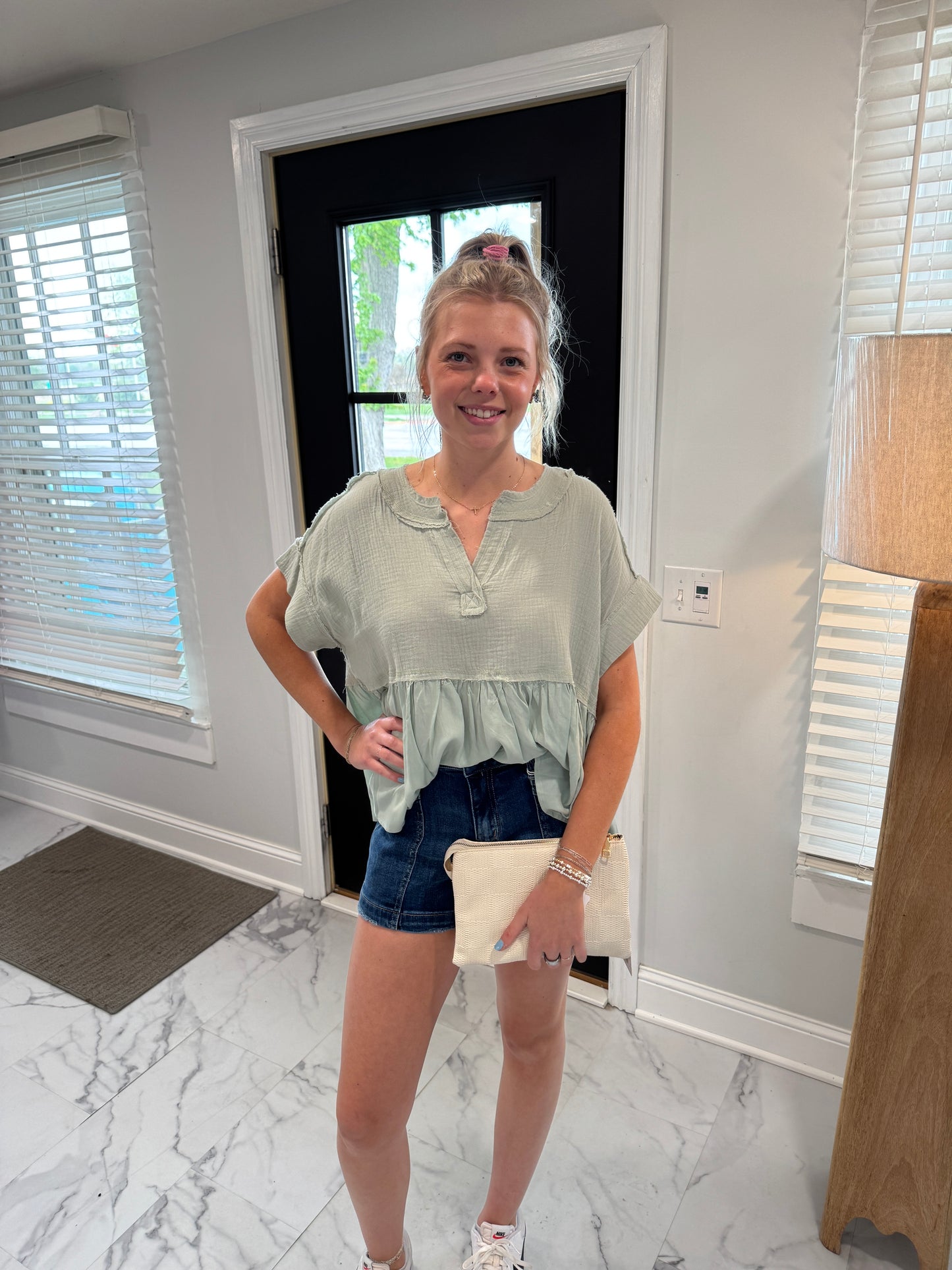 Ellie Ruffle Hem Blouse Top